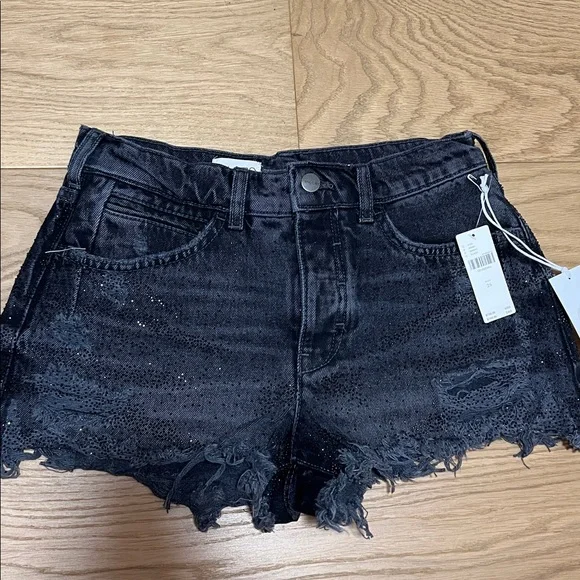 NWT $128 ANTHROPOLOGIE PILCRO The Devon Rhinestone Distressed Denim Shorts 26 - Picture 3 of 14